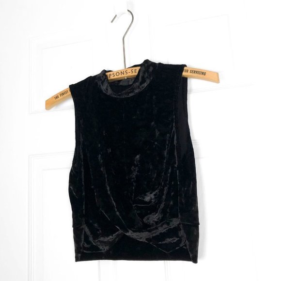 TOPSHOP Crushed Velvet Twist Front Cropped Top - Picture 4 of 6